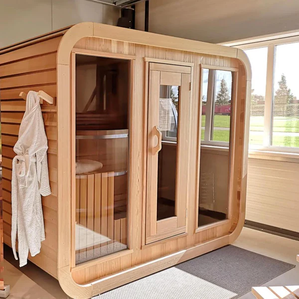Premium_Muskoka_Outdoor_Cube_Sauna_for_lakehouse_living